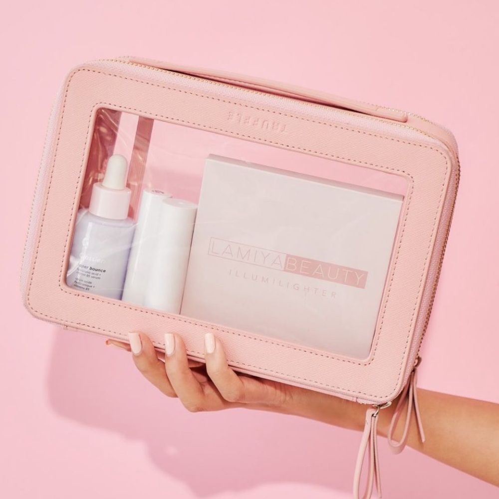 EUC Original Truffle Clarity Jumbo Jetset Case in Blush Pink